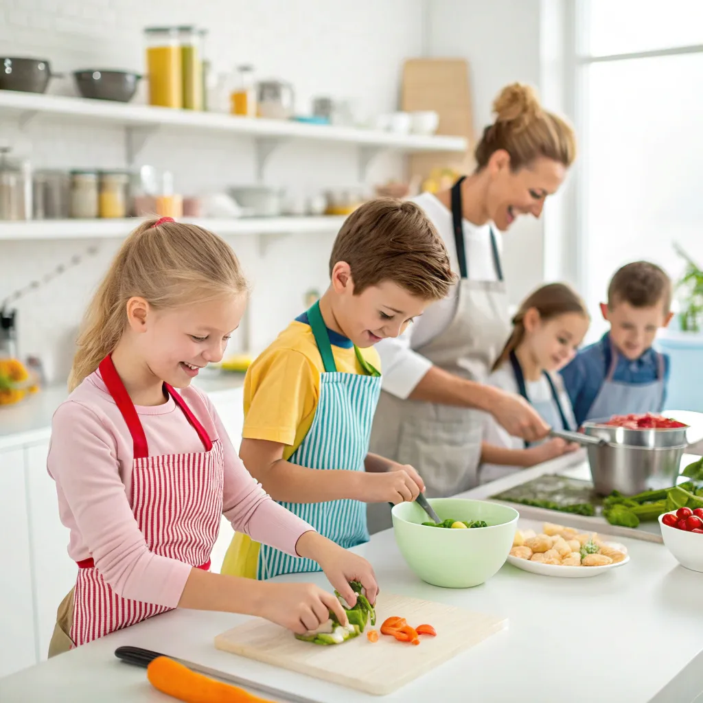 Children participating in a cooking class